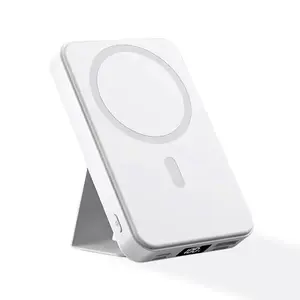 10000mAh Magnetic Wireless Power Bank with stand, Fasting Charing Portable Battery Pack with Built-in 2 Cables Led Display for iPhone 16/15/14/13/12 Series power bank