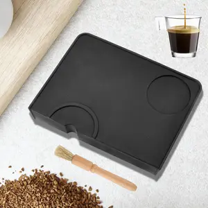 Silicone Tamper Mat with Table Edge Protection Non-Slip Espresso Tamper Mat with Notch for Portafilter with Barista Brush Portafilter Accessories Barista Accessories