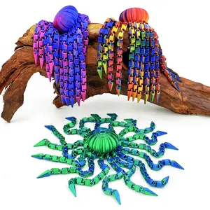 3D Printed Squid Figurine, Collectible Figurines, Cute Gradient Colors, Perfect Gift for Ages 14+, Model Kit Collection, Durable Plastic, No Power Needed