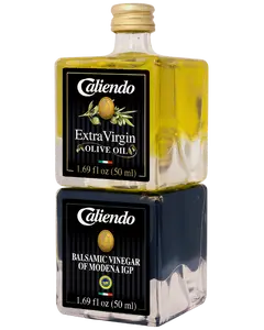 Caliendo NEW! Premium Extra Virgin Olive Oil & Balsamic Vinegar of Modena IGP Stackable Set, Authentic Italian - 3.38 fl oz Glass Bottles