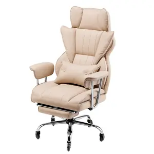 【fathersdaygift】VEVOR Executive Office Chair with Footrest 400lb Capacity Office Chair with Lumbar Pillow & Removable ArmrestsHeavy Duty Ergonomic ChairPU Leather Reclining Home Office Desk ChairsBrown