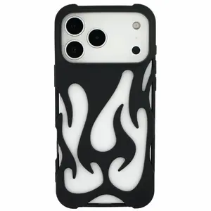 Flame Pattern Case For iPhone 17 Series 3D Texture Cooling Ultra Thin TPU Quality Cover in Silver Black Gray For iPhone 17Air 17Pro 17ProMax
