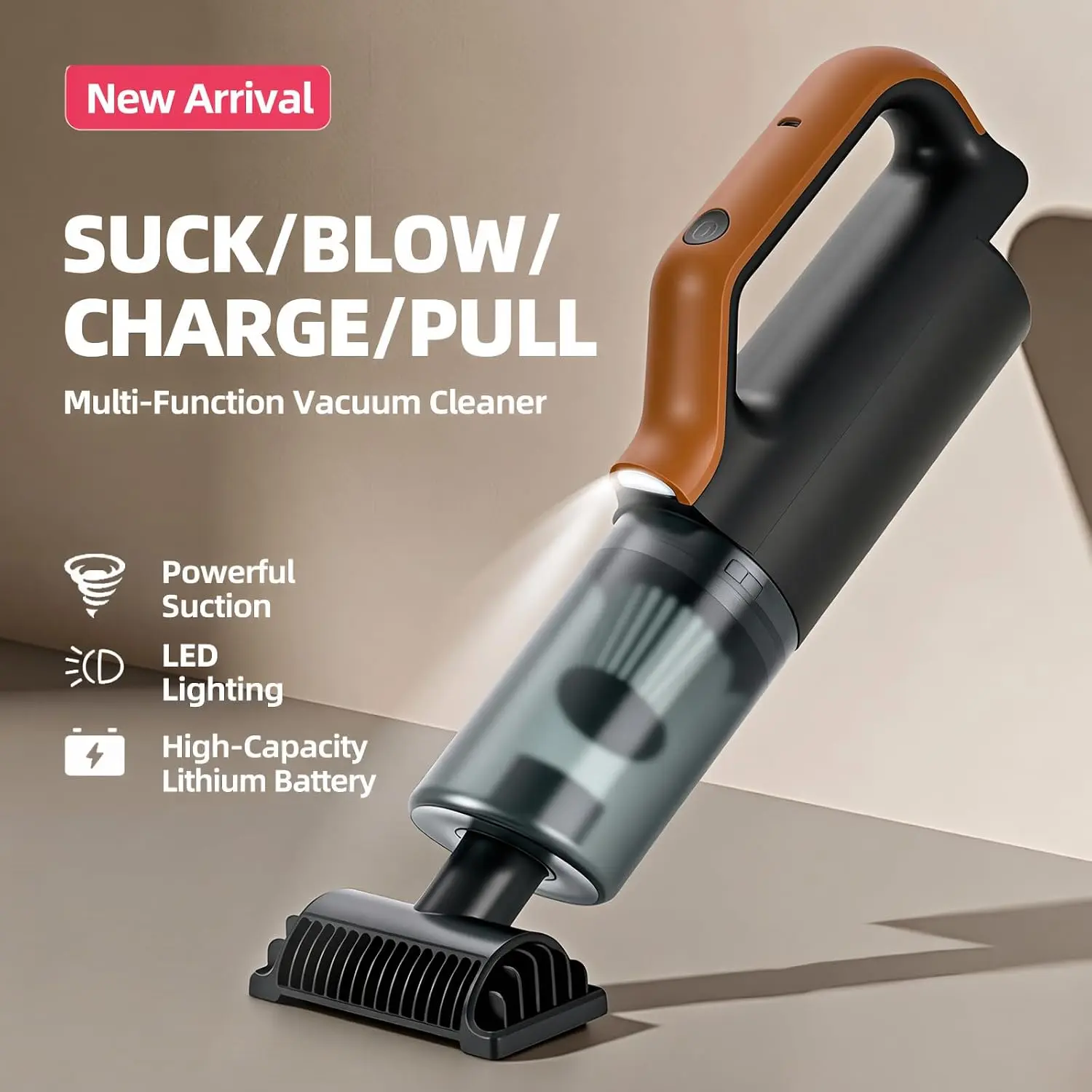 Cordless Handheld Vacuum Cleaner, 4-in-1 Multi-Purpose for Car & Home, High Power Suction for Dirt & Debris, Lightweight Portable with 8+ Attachments, Rechargeable, Low Noise, 1.1 lbs