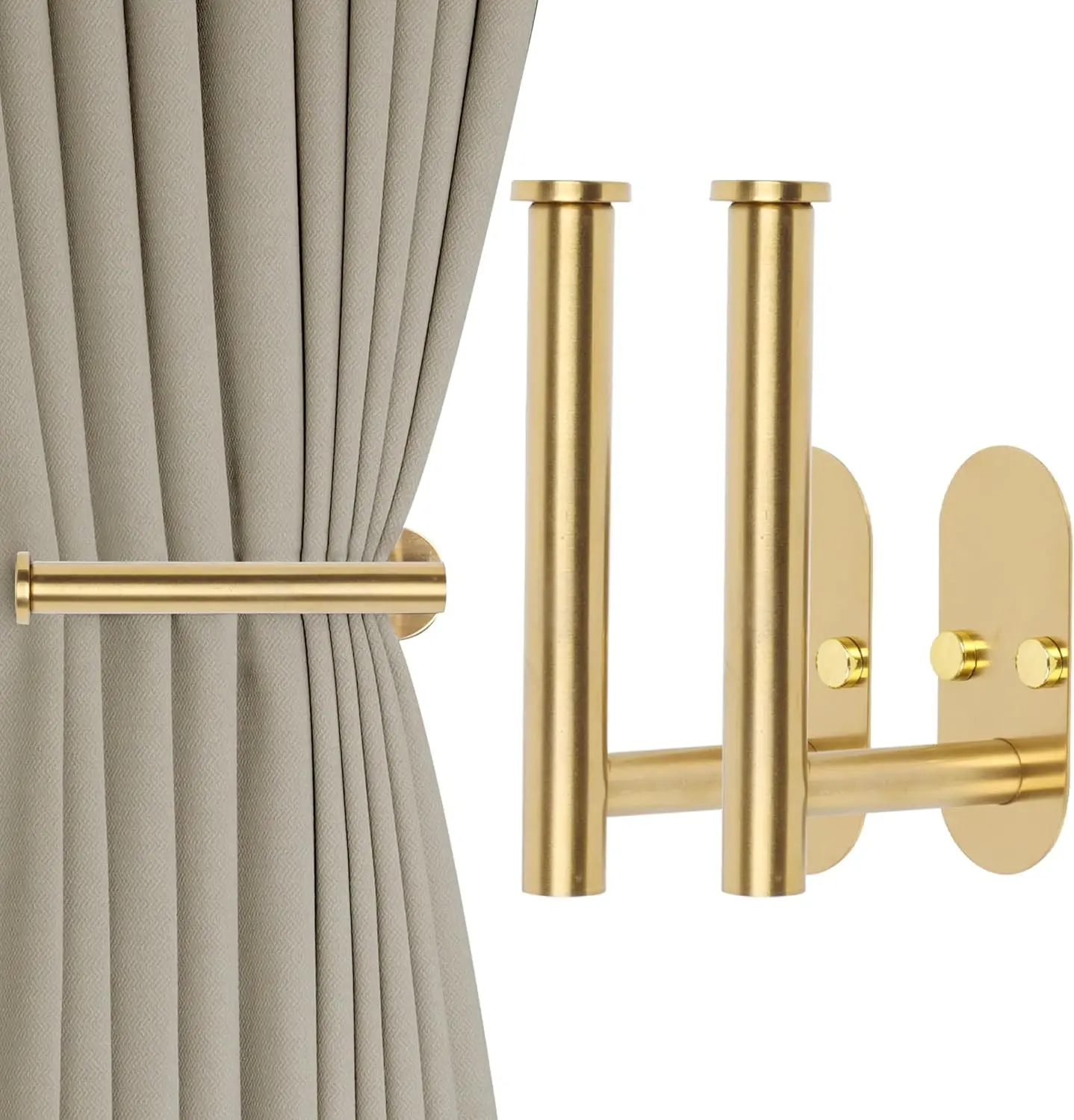 2 count Adhesive Curtain HoldbacksScrew-in Curtain Tie Backs Curtain Holders Tiebacks Curtain Hooks for Wall Mounted Curtain Pull Backs for  Decor Drapes (2, )