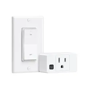 Remote Control Outlet with Decorator Rocker Wall Switch, 200FT Long Range Wireless Light Switch and 15A 1875W Mini Remote Outlet Plug for Lamps, Lights, Fans and Household Appliances