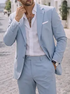 Men's 2-Piece Linen Suit Summer Wedding Formal Party Event Tuxedo Elegant Casual Business Formal Wear