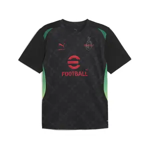 PUMA Mens Ac Milan Off-White Prematch Crew Neck Short Sleeve Jersey Casual - Black