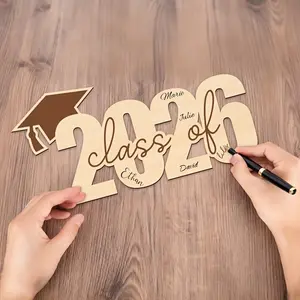 1Pc Wooden Message Book for The 2026 Graduation, Decorated with a Graduation Cap, Serves As a Gift for Graduates And Is Suitable for Holiday Party Decorations And Supplies, As Well As a Keepsake for Graduation Celebrations