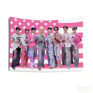 One piece of pink American flag for homeless members, SKZ Kpop concert decoration tapestry, suitable for indoor/outdoor use, perfectly suitable for fans and events, fan accessories