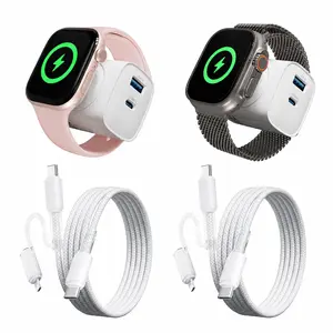 OOI 2 Pack 3- in -1 Magnetic Induction Charging Block - Built-in Apple Watch Charger, USB-C/Type-C & USB-A Super-Fast Charging Adapters for iPhone, AirPods, Travel Devices,SummerWins