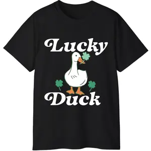 Funny Lucky Duck T-Shirt, St Patrick's Day Tee, Graphic Tee Gifts for Men and Woman, Trending Humor Shirt, Unisex Casual Streetwear Top, Trendy Shirt, Men's Shirts