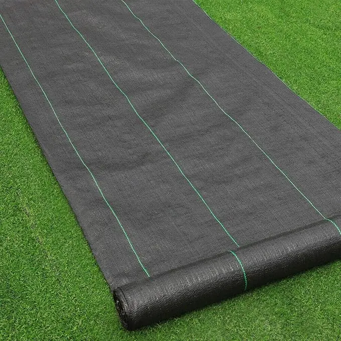 Goasis Lawn 125gsm Black Heavy-Duty Polypropylene Woven Weed Barrier Fabric - Outdoor UV-Resistant, Corrosion-Resistant, Easy to Work With Ground Cover for Garden Landscape, Prevents Weeds, Anti-Grass Growth Plant Care & Support, Polypropylene Woven Fabri