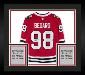 Framed Connor Bedard Chicago Blackhawks Autographed Red Fanatics Premium Jersey - Fanatics Authentic Certified