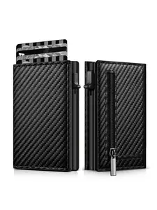 Men's Wallet Card Holder, Pop-Up Aluminum Case, Fashionable Anti-Signal Interference, Slim Design, Front Pocket, Ideal Gift, Trifold Card Holder, Wallet Cards Storage