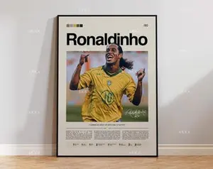 Ronaldinho Poster, Ronaldinho Brazil Wall Art, Framed Gaucho Print, Brazil Decor, Brazil Fan Gift Idea, Soccer Print
