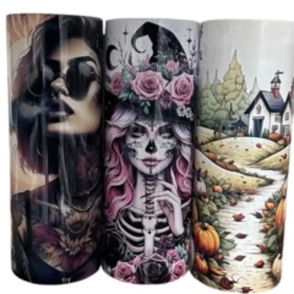 LIVE USE ONLY. Choose your tumbler design from our wall of tumbler samples. Live discount only 20 oz Skinny Tumbler with special sublimated design, do