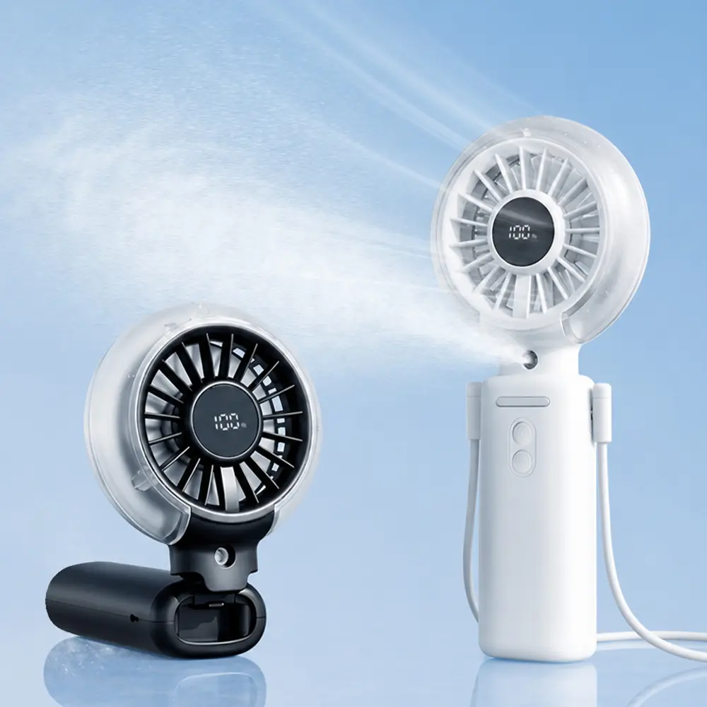 Cordless Collapsible Portable Handheld Fan with 100 Adjustable Speeds, Digital Battery Display, Anti-Mistouch Switch, Fast Charging, Wireless Mist Cooling - Ideal for Makeup, Outdoor Activities