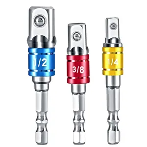 Impact Socket Adapter Set 3 Piece, Hex Shank Drill Bit, Wrench Conversion Tool, Electric Drills and Cordless Impact Drivers