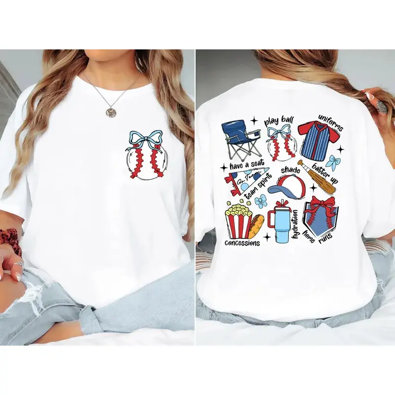 100% Pure Cotton Coquette Baseball Shirt, Baseball Lover Shirt,Baseball Bow T-Shirt, Team Spirit Play Ball Sweatshirt, Sports Mother Tee