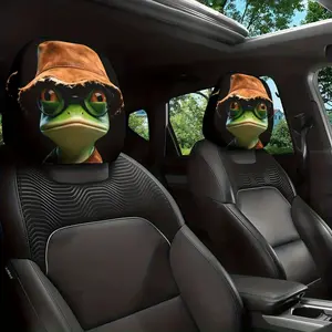 Two pairs of frog-print sunglasses and fisherman hat-themed printed universal car seat headrest cover. Suitable for cars and trucks. Decorative car accessories. Perfect gift for Halloween/Christmas and other festivals.