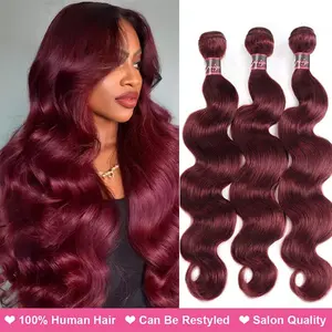 Uwigs 99J Body Wave Bundles Red Colored Human Hair Bundles 1/3/4 Bundle Hair Extensions