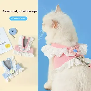 Cat leash JK small flower dog leash harness type cat and dog clothes leash puppies special travel dog walking supplies