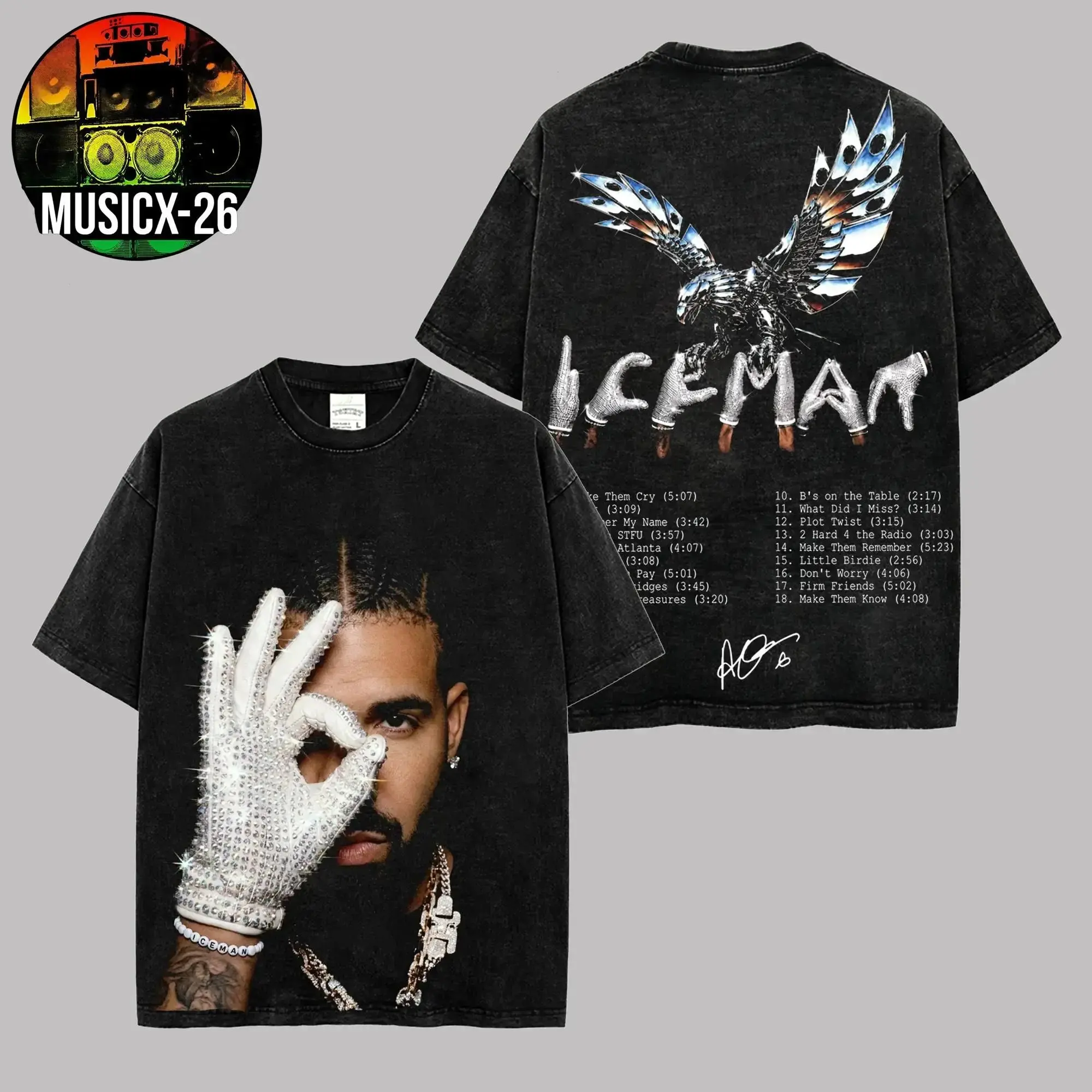 [FREE SHIP] Comfort Colors Drake - 'Iceman' Album Merch Graphic For Team Drizzy Premium Acid Cotton T-Shirt, Drake Drizzy Fan Graphic Tee, Gift for Drake Fans Vintage Collector Tee