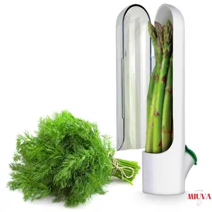 MIUVA Herb Keeper Asparagus Fresh Produce Keeper Containers for Fridge Organization Plastic Herb Saver Pods Storage - Herb Storage Containers for Refrigerator - Produce Saver Mint Leaves Fresh Thanksgiving Christmas Gift Set Stock Up