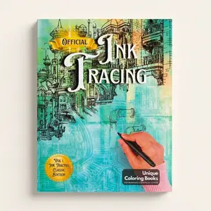Inkalia Classic Hidden Cities Vol. 1 Ink Tracing Coloring Book with 35 Unique Architectural Illustrations for Adults