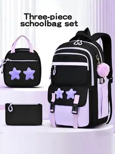 3pcs Set of Lightweight Backpacks with Star Design, Ideal for Teens, Fits 15-Inch Laptops, Perfect for Travel & Daily Use
