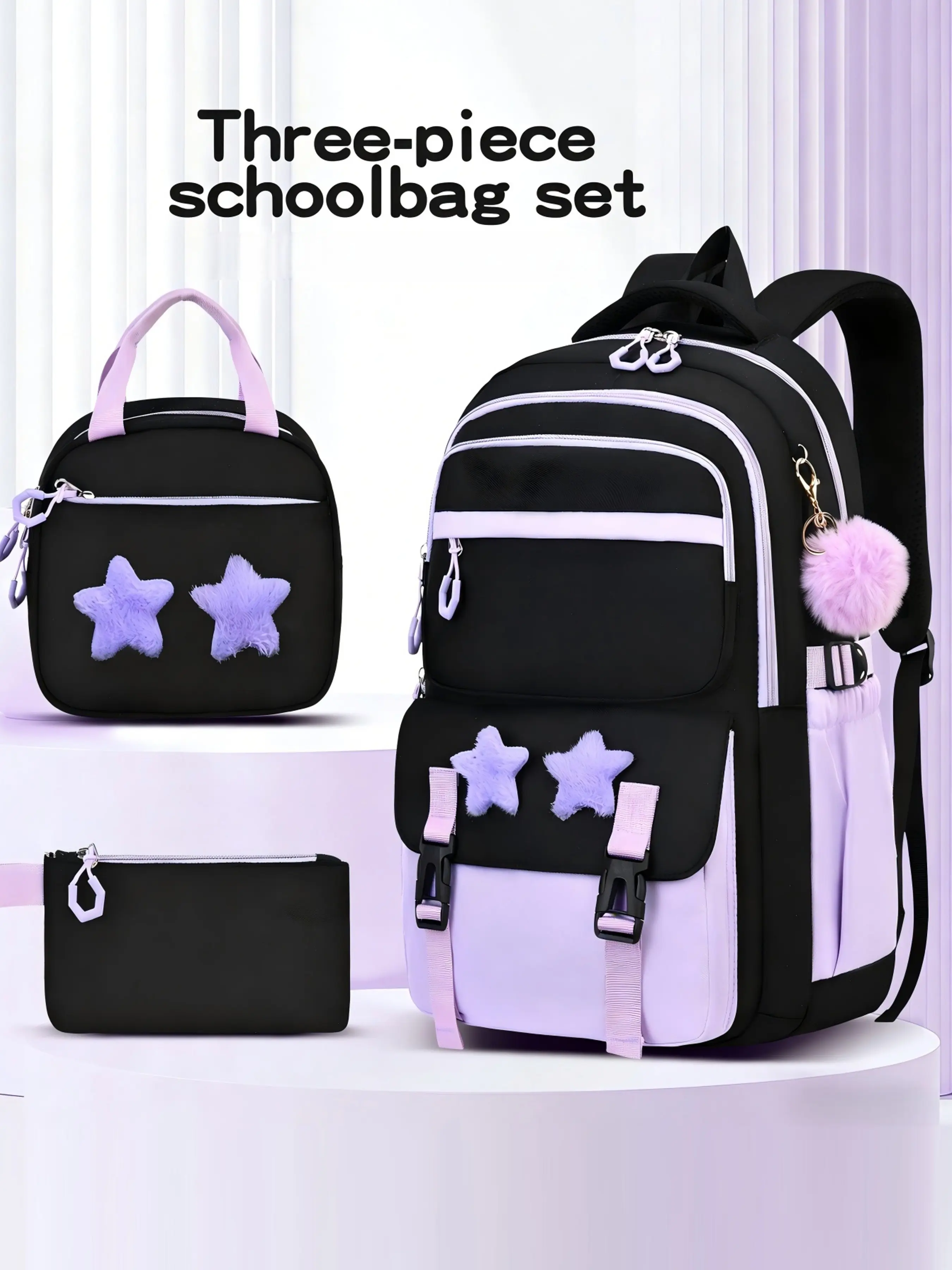 3pcs Set of Lightweight Backpacks with Star Design, Ideal for Teens, Fits 15-Inch Laptops, Perfect for Travel & Daily Use, Youth Backpack, Versatile Backpack