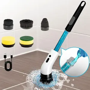 Electric rotary washer, can add cleaning solution, cordless cleaning brush, with 9/5 replaceable brush heads, suitable for multifunctional washers in bathrooms, kitchens, bathtubs, tiles, sinks, and cars, with 2 adjustable speeds