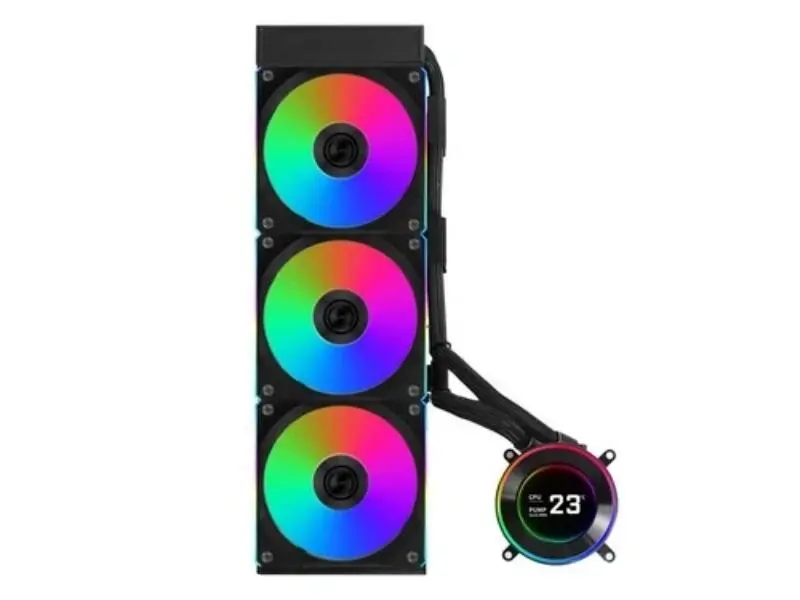 Lian-Li HS2LCD36RB 2.1 LCD Radiator Fan - Black, AM4 CPU Cooling Fan, 72 CFM Airflow, 2200 RPM, 15.75 x 4.8 x 0.86 Inch Dimensions