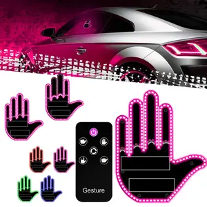 Wireless RGB Car Gesture Light, Cool LED Finger Neon Sign for Window Decor - 195 Beads Waterproof Decorative Work Light with Remote, Perfect Car Accessory Gift to Express Emotions