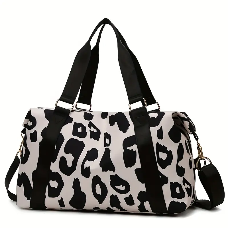 Leopard Print Sporty Gym Bag - Large-Capacity Sports Shoulder Bag, Dry-and-Wet Separation, Lightweight Luggage for Fitness, Travel, Sporty Gym Bags
