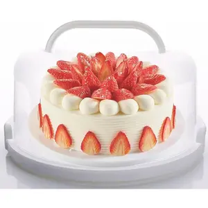 Large 10 Inch Cake Carrier Keeper Stand with Handles and Lids Container for Transport Cake Holder Tray with Cover Round Cupcake Storage Kitchen Cooking Box