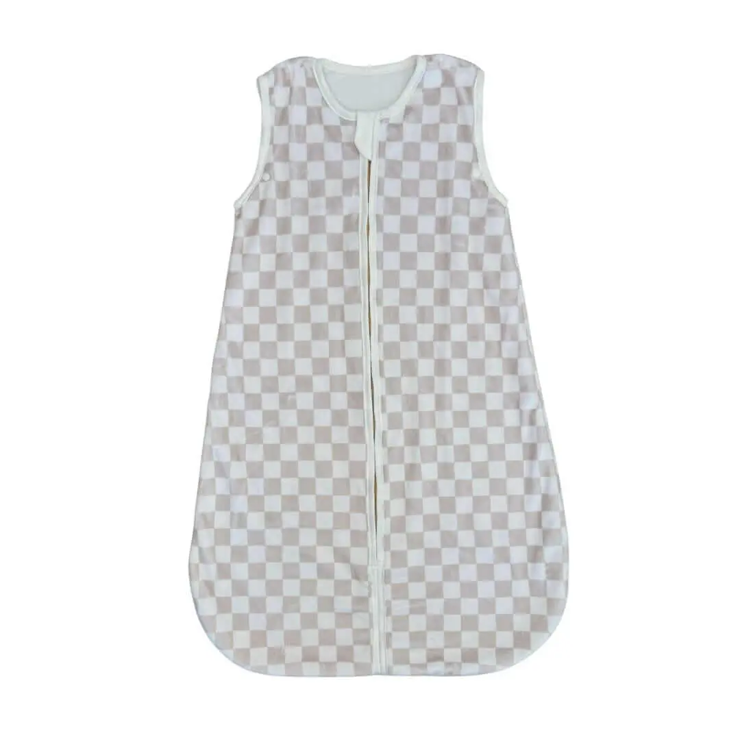 Oat Check Minky Wearable Blanket for Newborn Baby - Soft Bedding, Safe Sleep Alternative