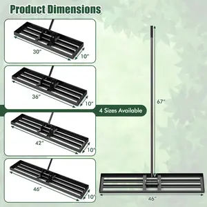 COSTWAY - Lawn Leveling Rake 46 x 10 Inch Heavy Duty Lawn Level Tool for Soil-Black