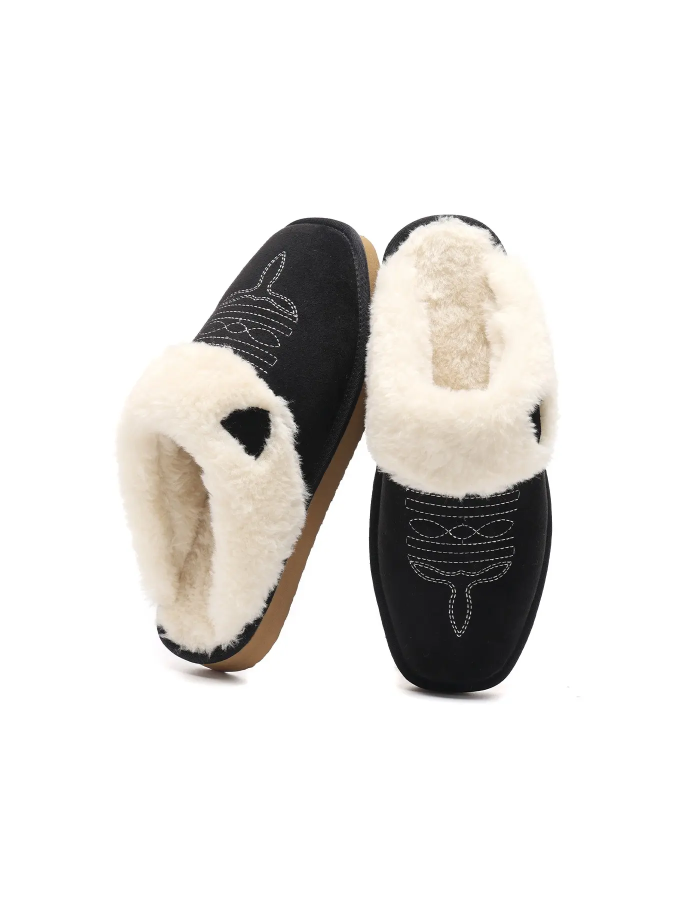 Men's Soft Slippers, Indoor/outdoor Warm Plush Comfort Home Shoes, Puffy Wide Loafer Slide Slipper, Cozy and Comfy Footwear, Fuzzy Warm Slippers