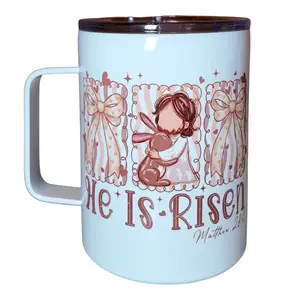 He Is Risen 12oz Stainless Steel Mug Insulated for HOT AND COLD Drinks. Comes With Clear Lid and Reusable Straw