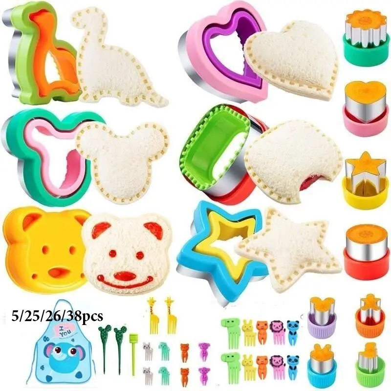 Stainless Steel Sandwich Molds Bear Onigiri Model Cartoon Animal Vegetables with Protective Gloves Fruit Cutter Suitable for Parties Family Activities Holidays Cookie Cutters Home Baking Tools Baking Accessories Baking Supplies