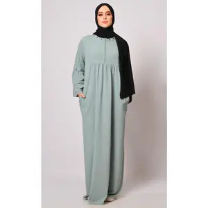 Elegance in Every Eyelet: Green Abaya with Bell sleeves - Final Sale