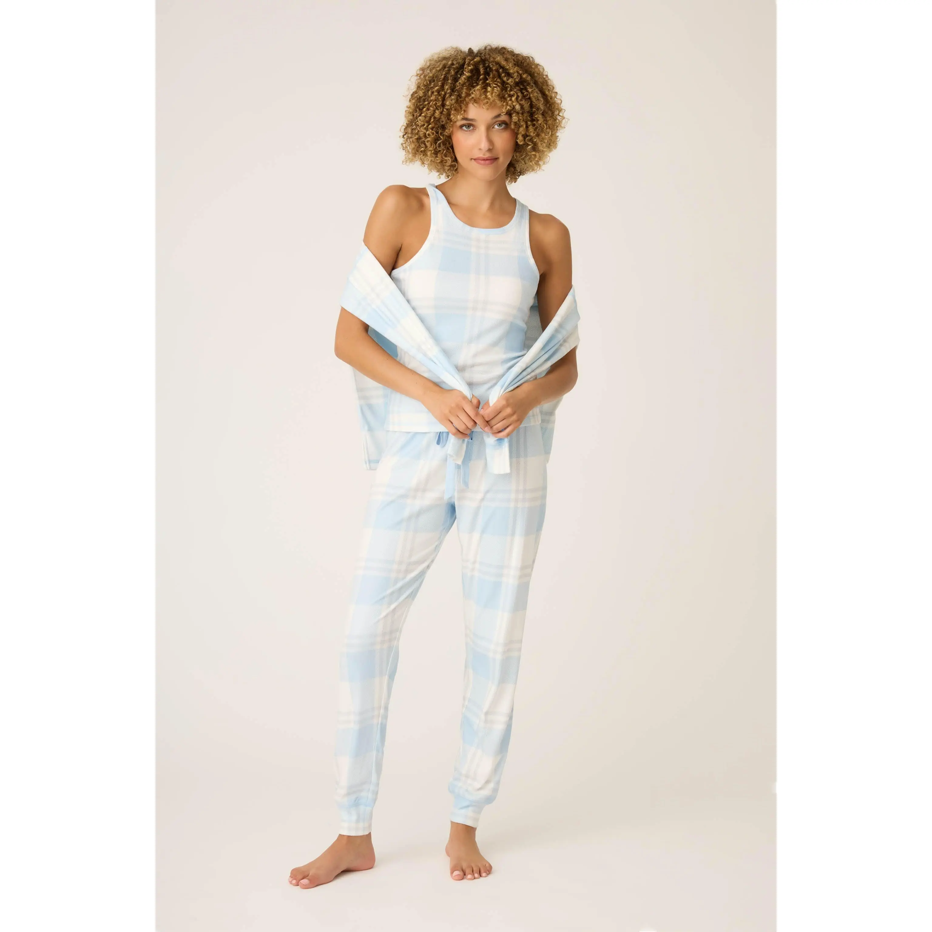 Pointelle Essentials Plaid 4-Piece Loungewear Set