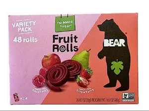 Bear Fruit Rolls Strawberry & Raspberry Variety Pack 48 rolls