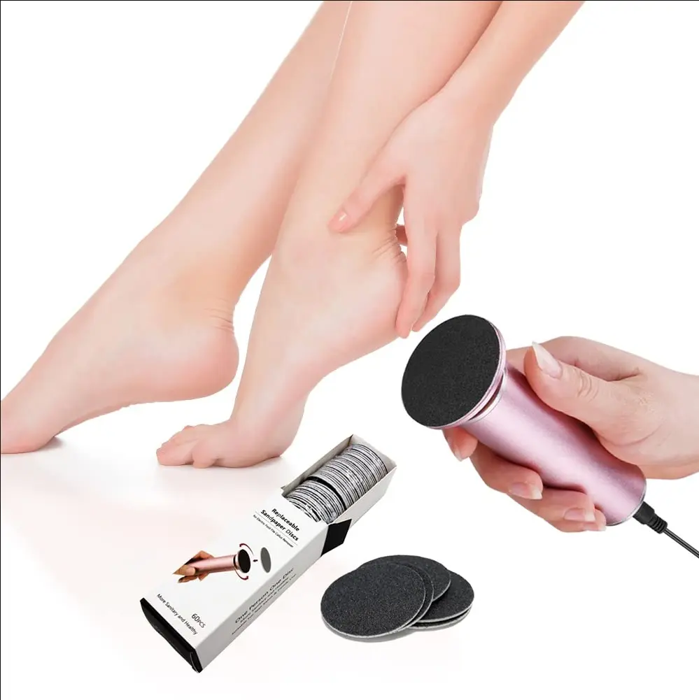 Electric Callus Remover for Feet Speed Adjustable Electric Foot File with 60pcs Replacement Sandpaper Discs Pro Pedicure Foot Filer Dead Dry Hard Skin Calluses Foot Grinder Manicure Nail Nail Care Set electric  callus