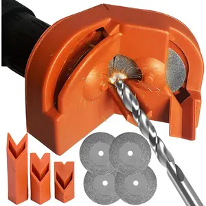 Bit Sharpener,Bit Sharpener,Multipurpose Bit Grinding Sharpener with 4 Grinding Wheels for All Bits(5/64''- 5/8''),Afilador De Brocas,Knife Sharpener Tool (Orange)