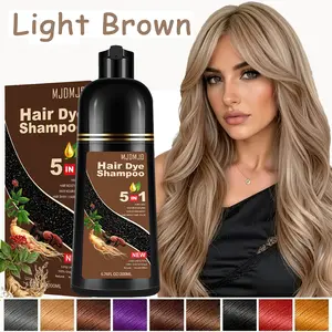 Light Brown Hair Dye Shampoo 5-in-1, Hair Color for Gray Hair Coverage, Semi-Permanent Hair Dye for Women & Men, Nourishing & Moisturizing Care, Long-Lasting Color, 200ml