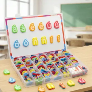 Magnetic letter set, Alphabet magnetic letters, practical teaching tool, designed for spelling and learning, Colorful lettering, includes capital and lowercase letters, with a spelling pen and whiteboard eraser, Helps improve reading and writing skills