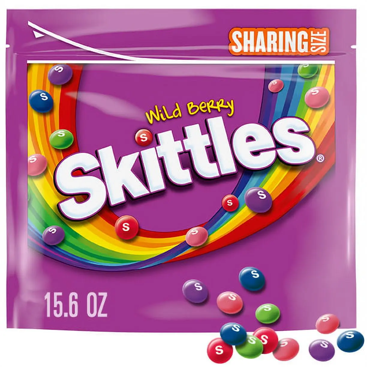 Skittles Wild Berry Chewy Candy, Sharing Size Fruity Candy, 15.6 oz Resealable Bag