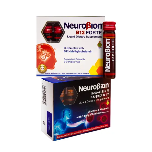 Neurobion IMMUNE SUPPORT + B12 Forte Dietary Supplement 10ml Total 20 Drinkable Vials Vitamins for Healthcare Healthy Fitness & Immune System Support